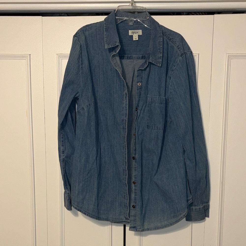 Style & Co. Blue Cotton Denim Shirt